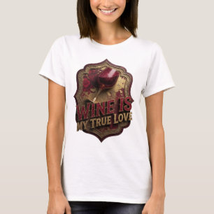 Camisa Crisp Gold WINE IS MY TRUE LOVE Statement