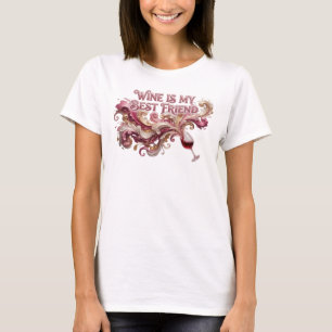 Camisa Crisp Pink WINE IS MY BEST FRIEND Design