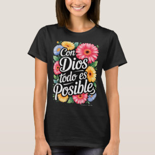 Camisa cristã espanhola Com Deus Tudo É Possível F