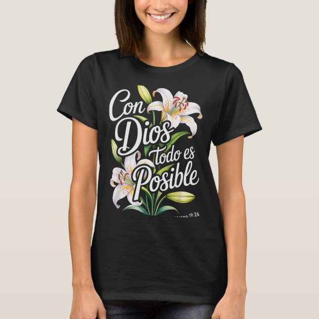 Camisa cristã espanhola Con Dios Todo Es Posible F (Frente)
