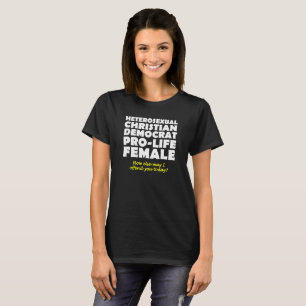 Camisa Cristã Feminina Democrata Ofensiva Humor