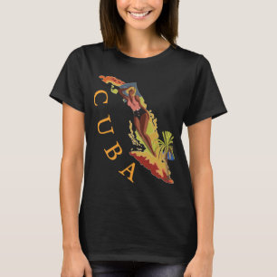 Camisa Cuba Mapa da Ilha Tropical Retro Viagem