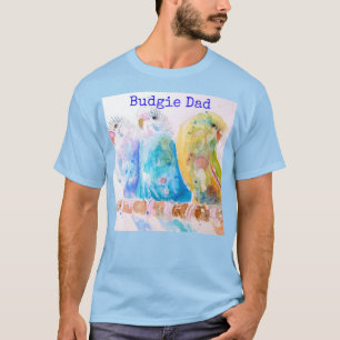 Camisa Cute Budgie Watercolor Caprichoso do Papai