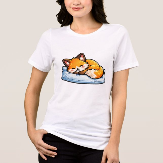 Camisa Cute Cozy Sleeping Fox on Pillow Kawaii Fox (Frente)