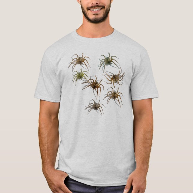 Camisa da aranha!  (Sete aranhas realísticas na (Frente)