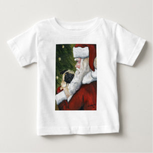 Camisa da arte do cão do Pug & do papai noel