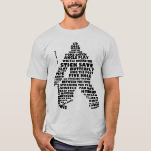 Camisa da arte T do texto do Goalie do hóquei em