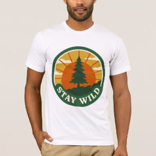 Camisa da Árvore de Pinheiro ao Pôr do Sol Fique S