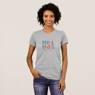 Camisa da Bandeira Americana EUA Est. 1776