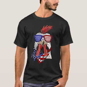 Camisa da Bandeira Americana Galo Galinha 4 de Jul