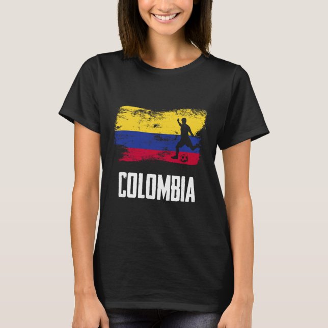 Camisa da Bandeira da Colômbia Time de Futebol Col (Frente)