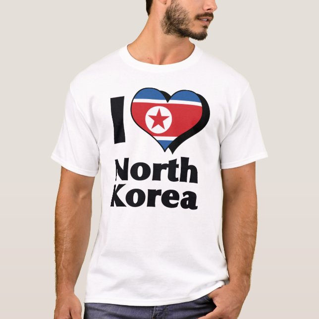 Camisa da Bandeira da Coreia do Norte que Eu Amo (Frente)