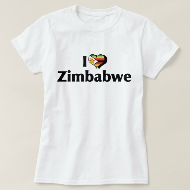 Camisa da Bandeira do Zimbábue que Eu Amo (Frente do Design)