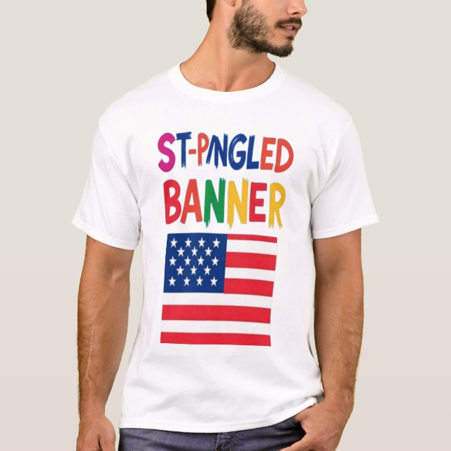 Camisa da Bandeira dos EUA Colorida Estrelada (Frente)