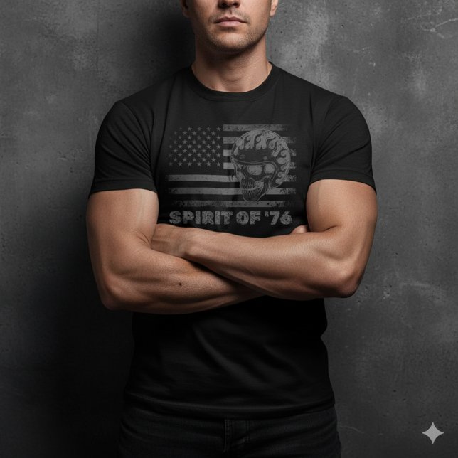 Camisa da Bandeira dos EUA com Caveira de Moto Pat (Criador carregado)