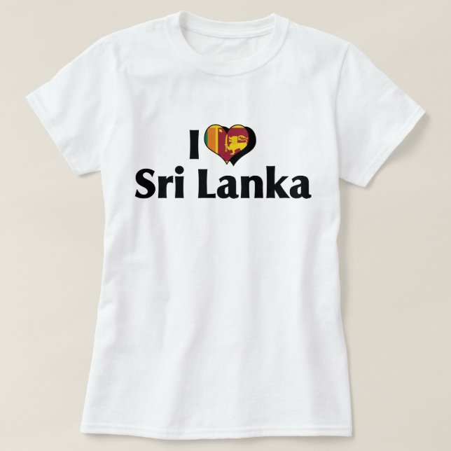 Camisa da Bandeira Eu Amo Sri Lanka (Frente do Design)