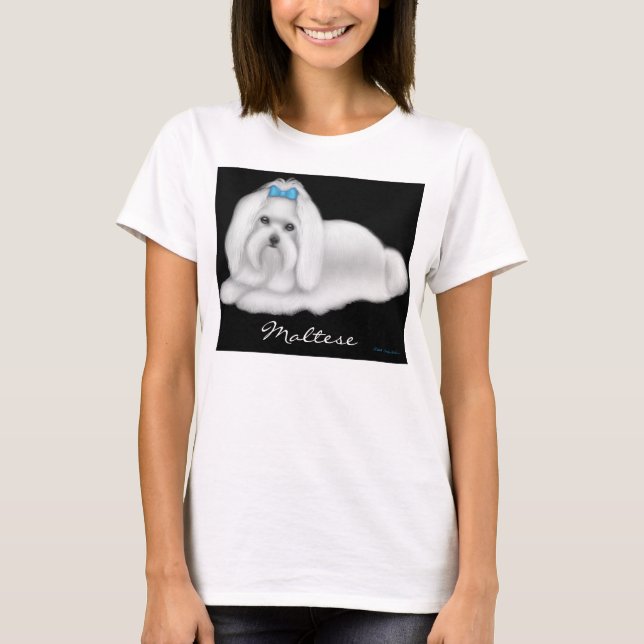 Camisa da boneca das senhoras do cão maltês (Frente)