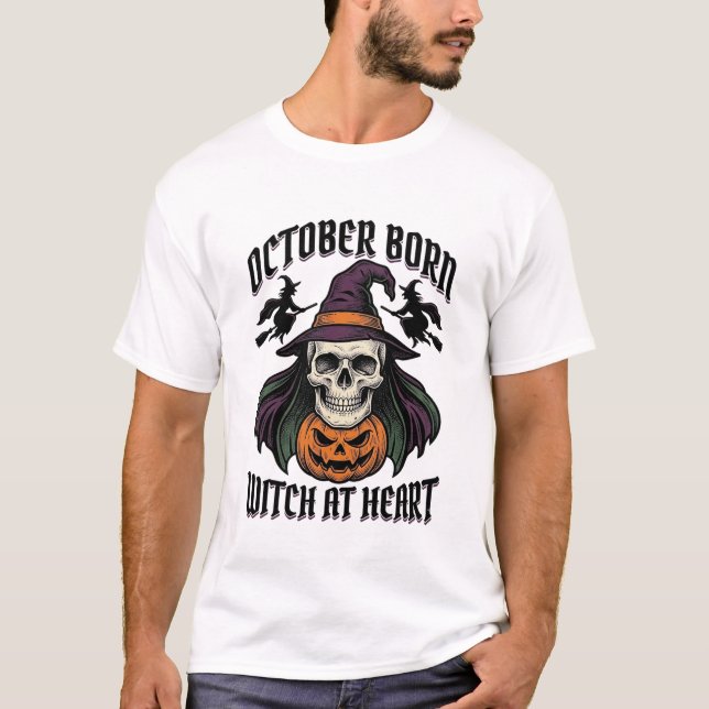 Camisa da Bruxa de Outubro Aniversário de Hallowee (Frente)