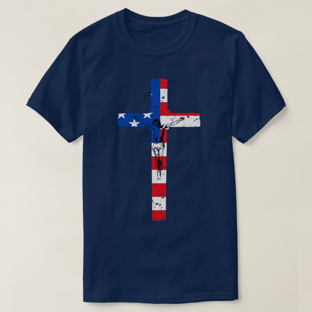 Camisa da Cruz de Bandeira Americana (Frente do Design)