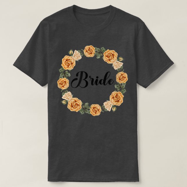 Camisa da Equipe da Noiva com Coroa Floral para a  (Frente do Design)