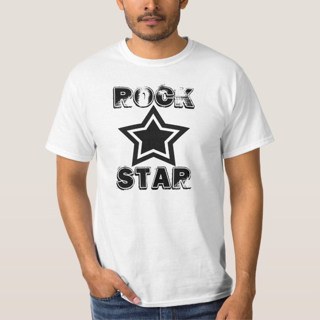 Camisa da estrela do rock, preto e branco (Frente)