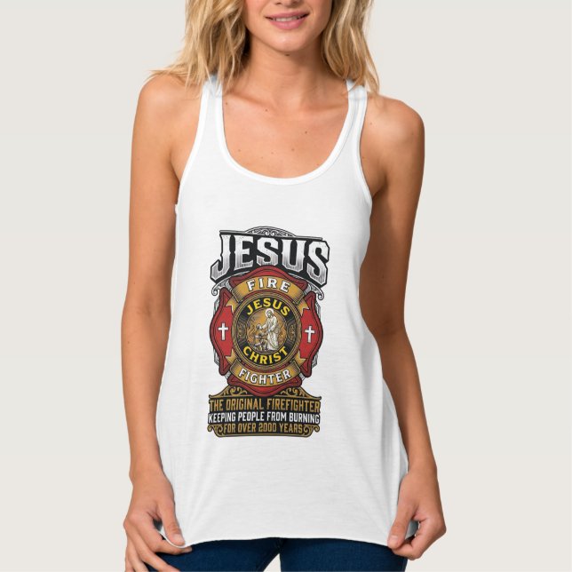 Camisa da Fé Cristã Vintage Bombeiro Jesus (Frente)