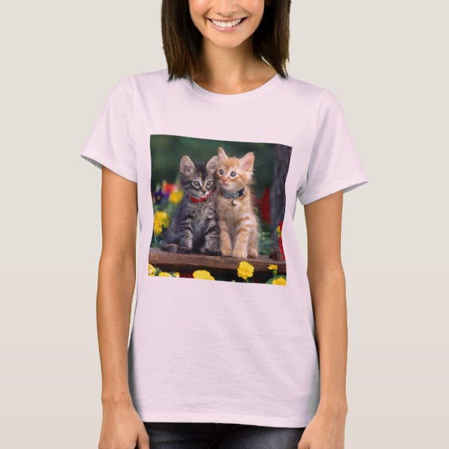 Camisa da flor t do Bonito-Gatinho (Frente)