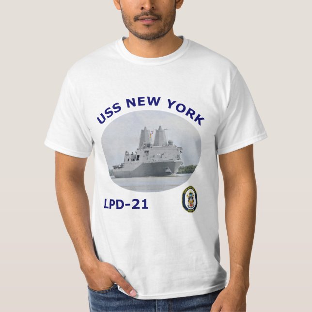 Camisa da foto T de LPD 21 USS New York (Frente)