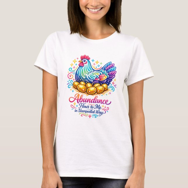 Camisa da Galinha Dourada com 8 Ovos de Ouro Abund (Frente)