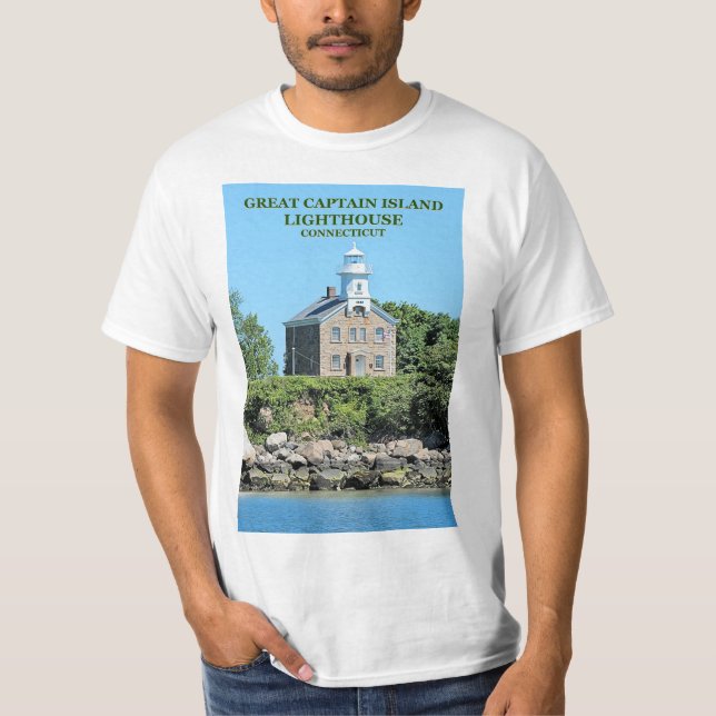 Camisa da Ilha Great Captain Lighthouse, CT (Frente)