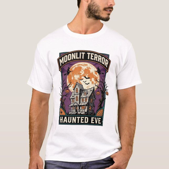 Camisa da Lua Assombrada Gravação Vintage Hallowee (Frente)