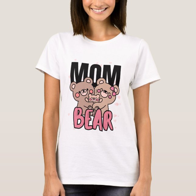 Camisa da Mamãe Urso Design Gráfico Fofo (Frente)