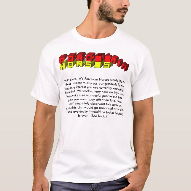 Camisa da mensagem dos cavalos da porcelana (Frente)