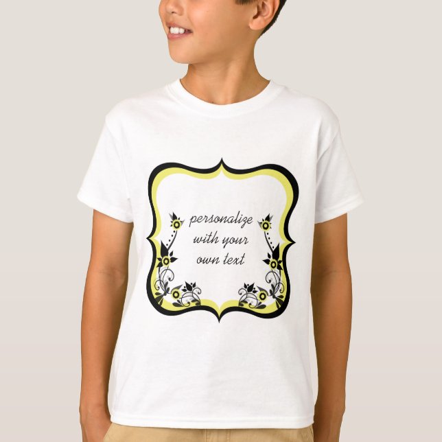 Camisa da moça de quadro floral assaz, amarelo cla (Frente)