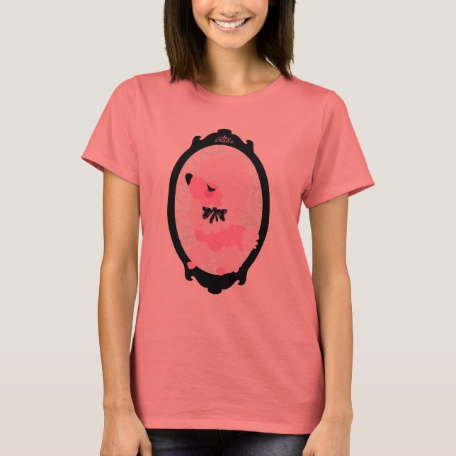 Camisa Da Mulher Do Poodle Cinza Fifi (Frente)