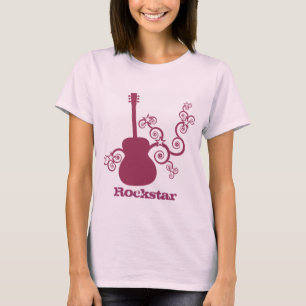 Camisa da Mulher-guitarra Rockstar, Fuchsia