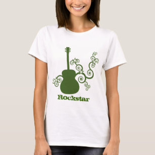 Camisa da Mulher-guitarra Rockstar, Verde