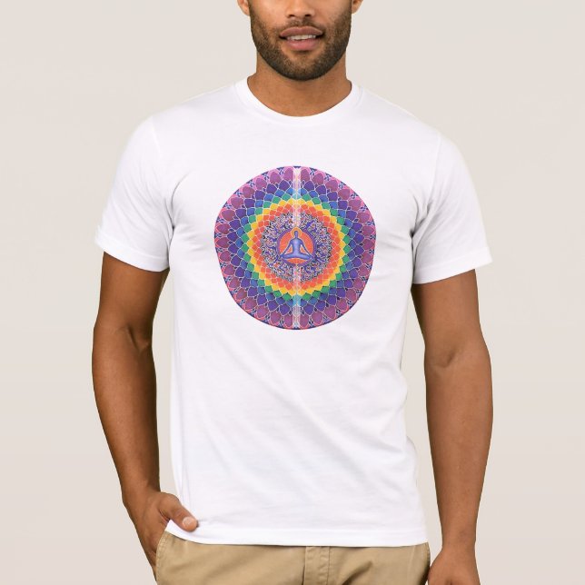 camisa da paz do arco-íris da mandala do budda (Frente)