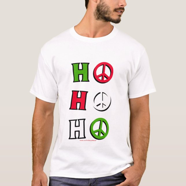 Camisa da paz do Natal "ho ho ho" - (Frente)