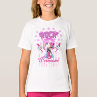 Camisa da princesa da estrela do rock da menina