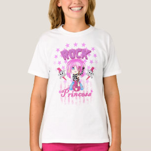 Camisa da princesa da estrela do rock da menina
