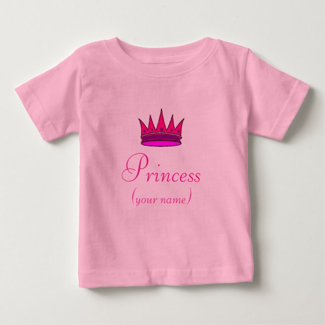 Camisa da Princesa Toddler personalizada (coroa ro (Frente)