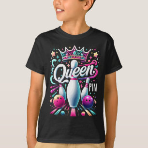 Camisa da Rainha Pin Bowl Bowling League Para Bowl