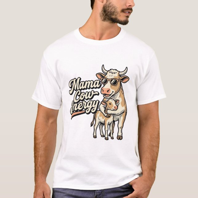 Camisa da Vaca Mamãe para Mães da Fazenda Rural (Frente)