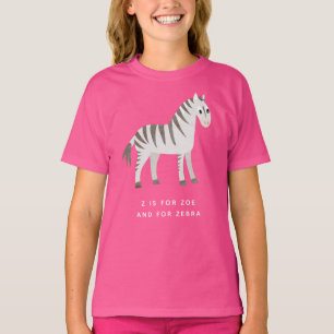 Camisa da zebra para a menina com texto feito sob