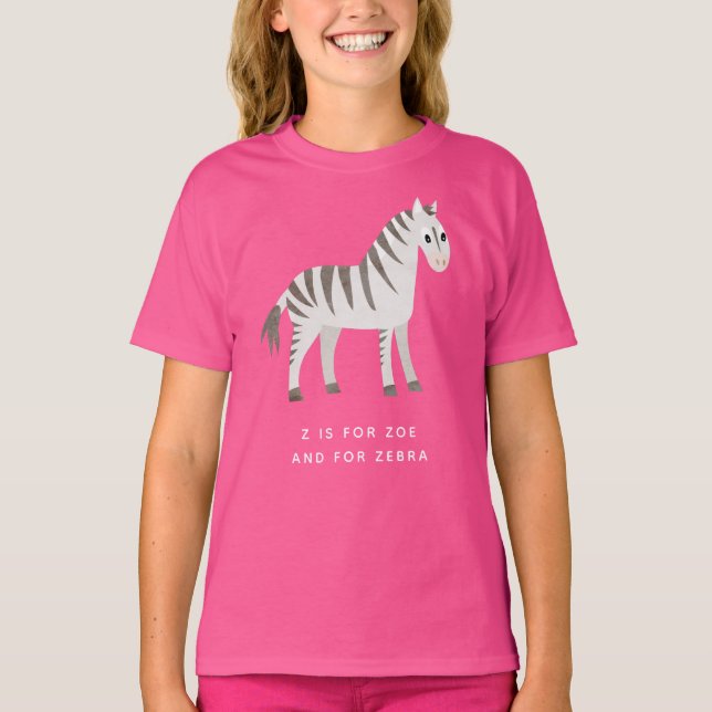 Camisa da zebra para a menina com texto feito sob (Frente)