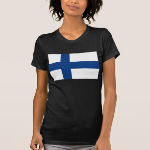 Camisa das mulheres T com a bandeira de Finlandia