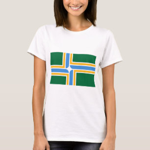 Camisa das mulheres T com a bandeira de Portland,