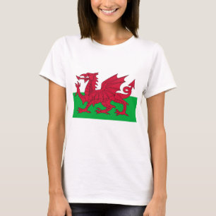 Camisa das mulheres T com a bandeira de Wales