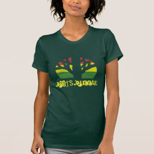 Camisa das senhoras Brown T da reggae das raizes